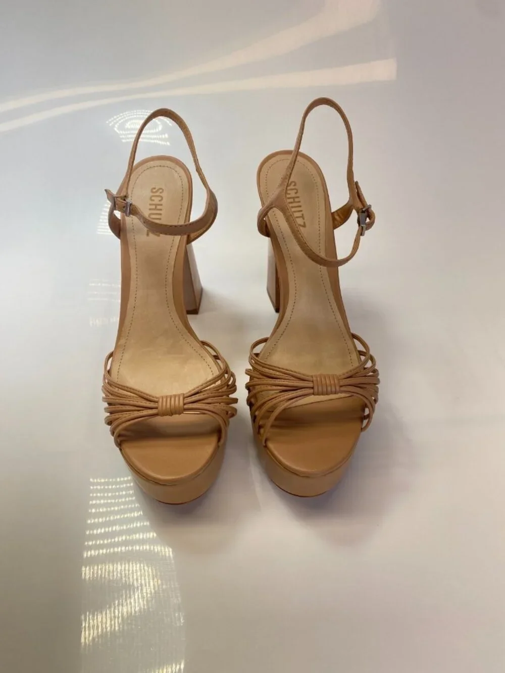 Schutz Women's Beige Tan Platform Strap Yanna Sandal Sz 10.5